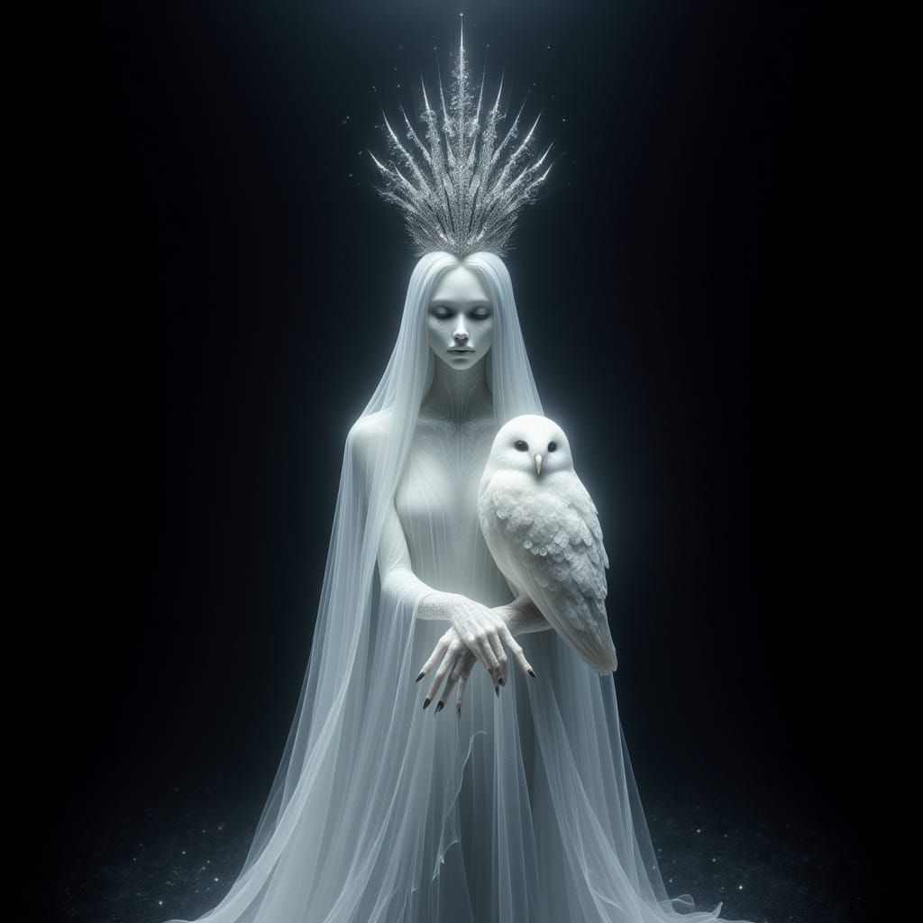 Luminous White Queen in Enveloping Darkness