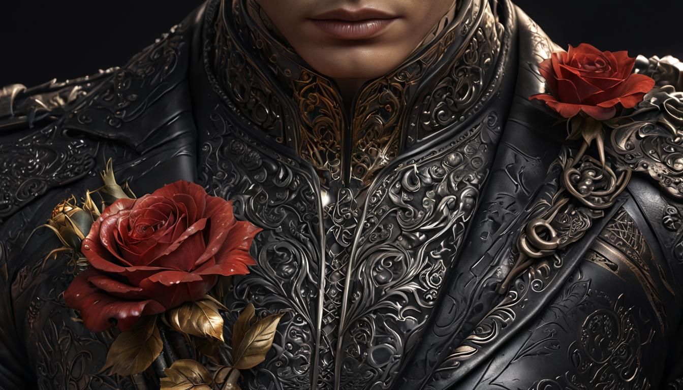 Brooding Champion in Embossed Leather: Dark Fantasy Art