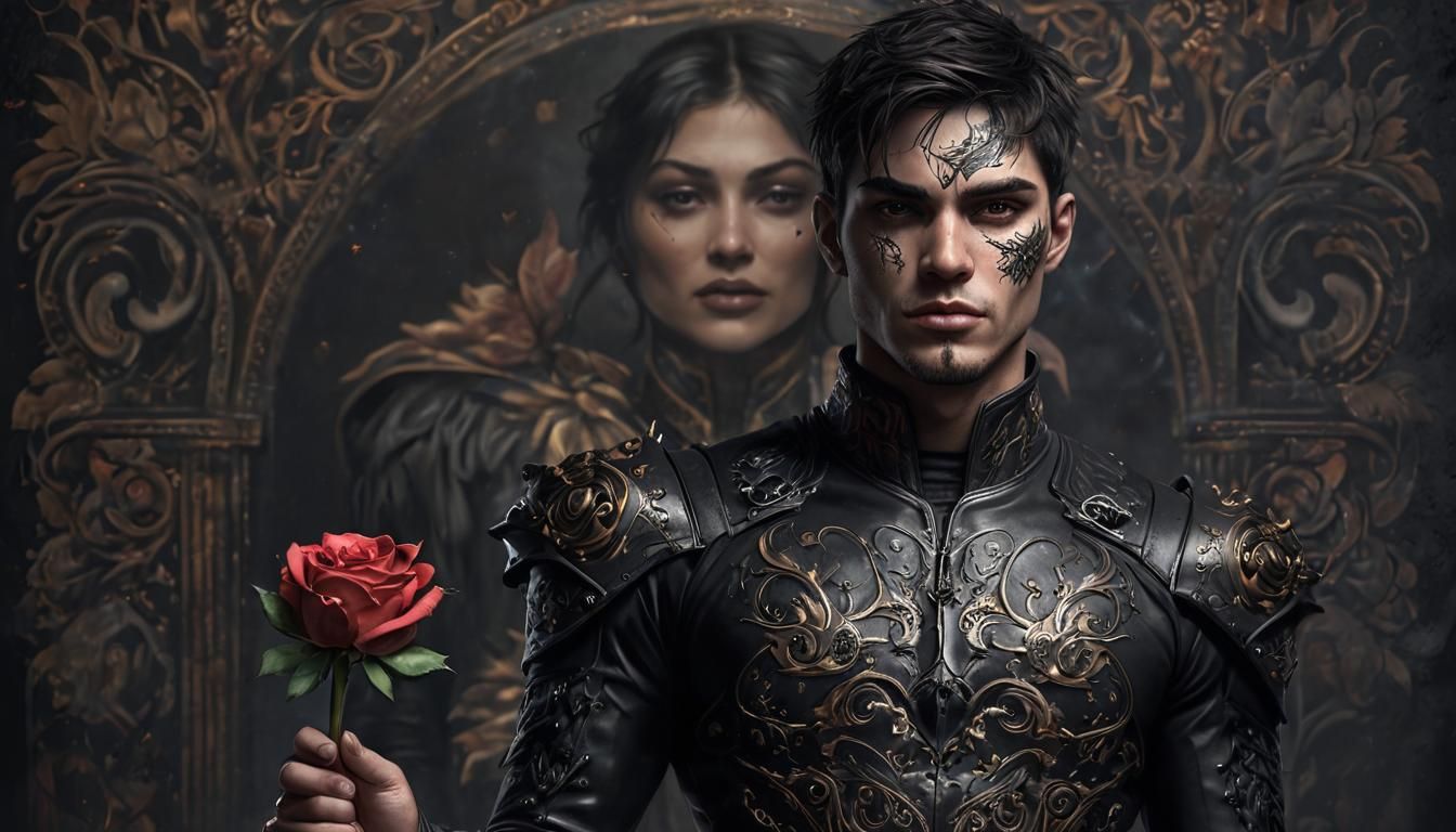 Dark Foil Champion in Intricate Leather Suit