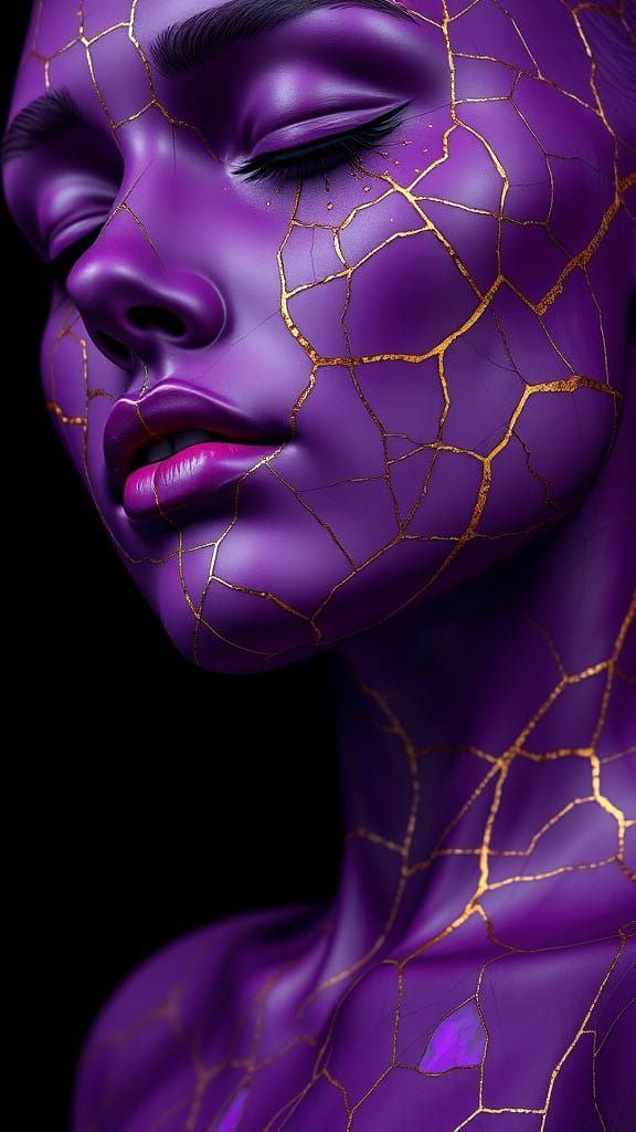 Stylized Woman in Gold and Purple