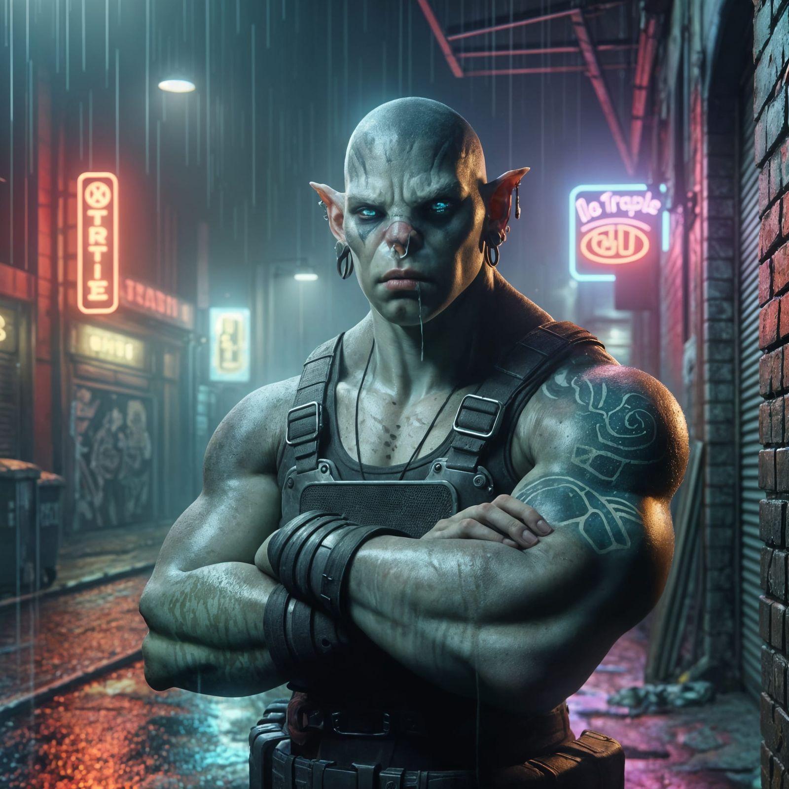 Cyberpunk Ork Bouncer Portrait