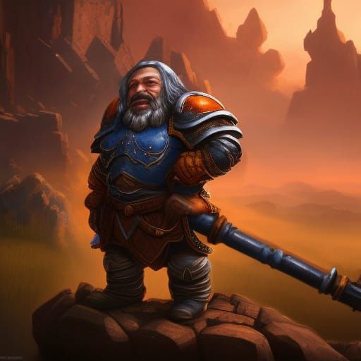 Dwarf Warrior with Cannon in Fantasy Art
