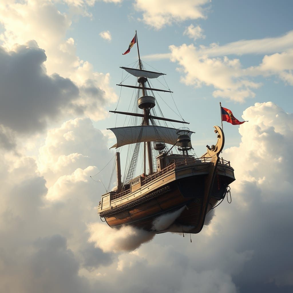 Steampunk Airship Soars Through the Sky