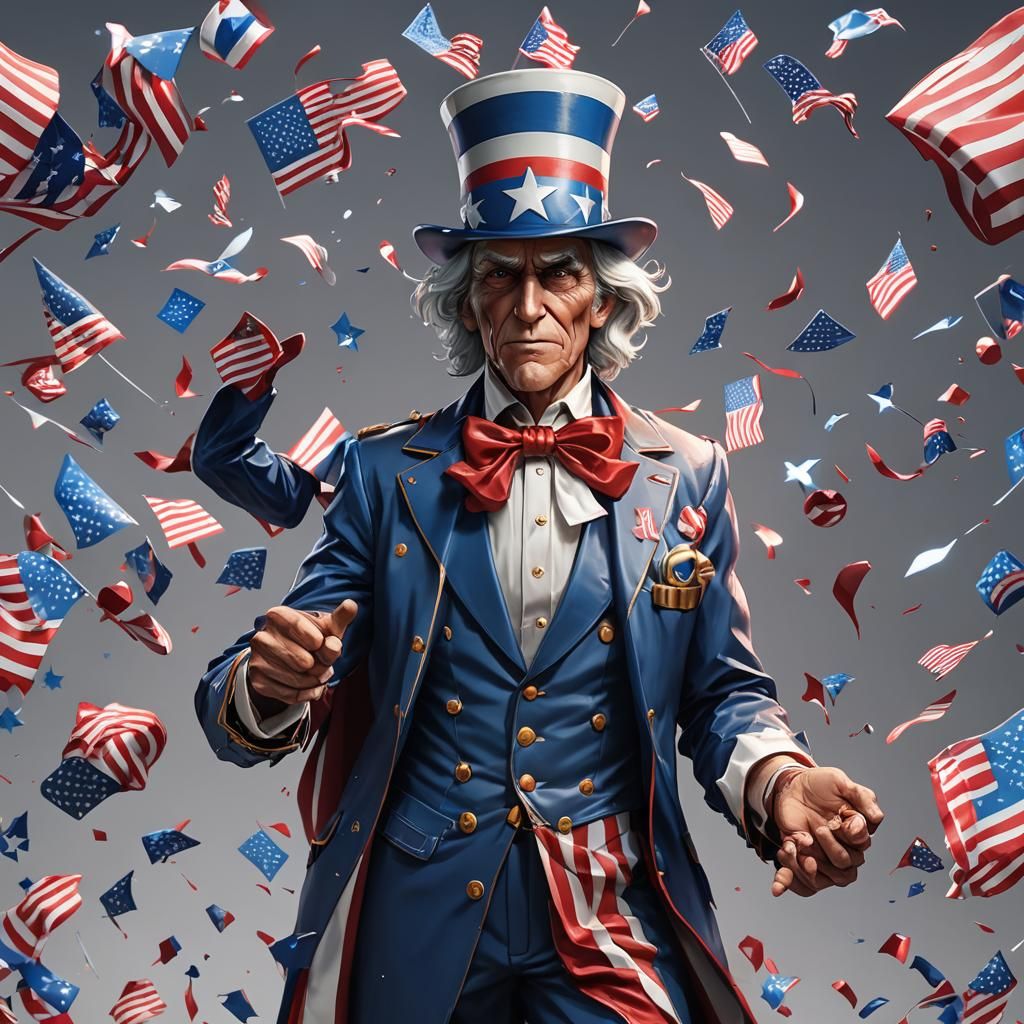 Uncle Sam as Anime Superhero in 3D