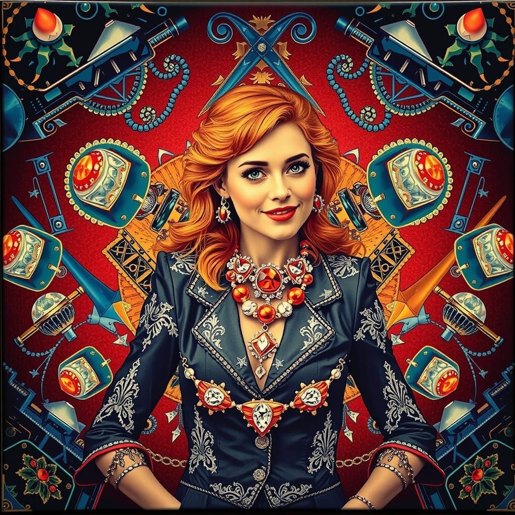 Confident Woman with Ginger Hair and Green Eyes