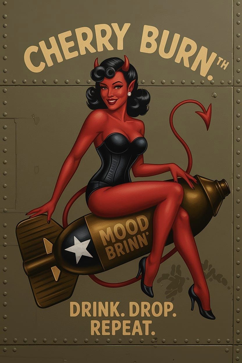 Vintage-Inspired Pin-Up Devil Woman Bomber Art