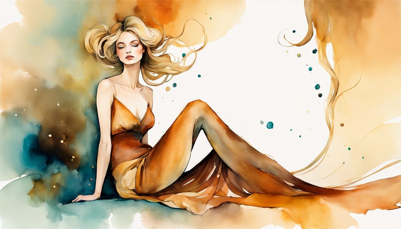 Whimsical Blonde Muse in Warm Triadic Colors