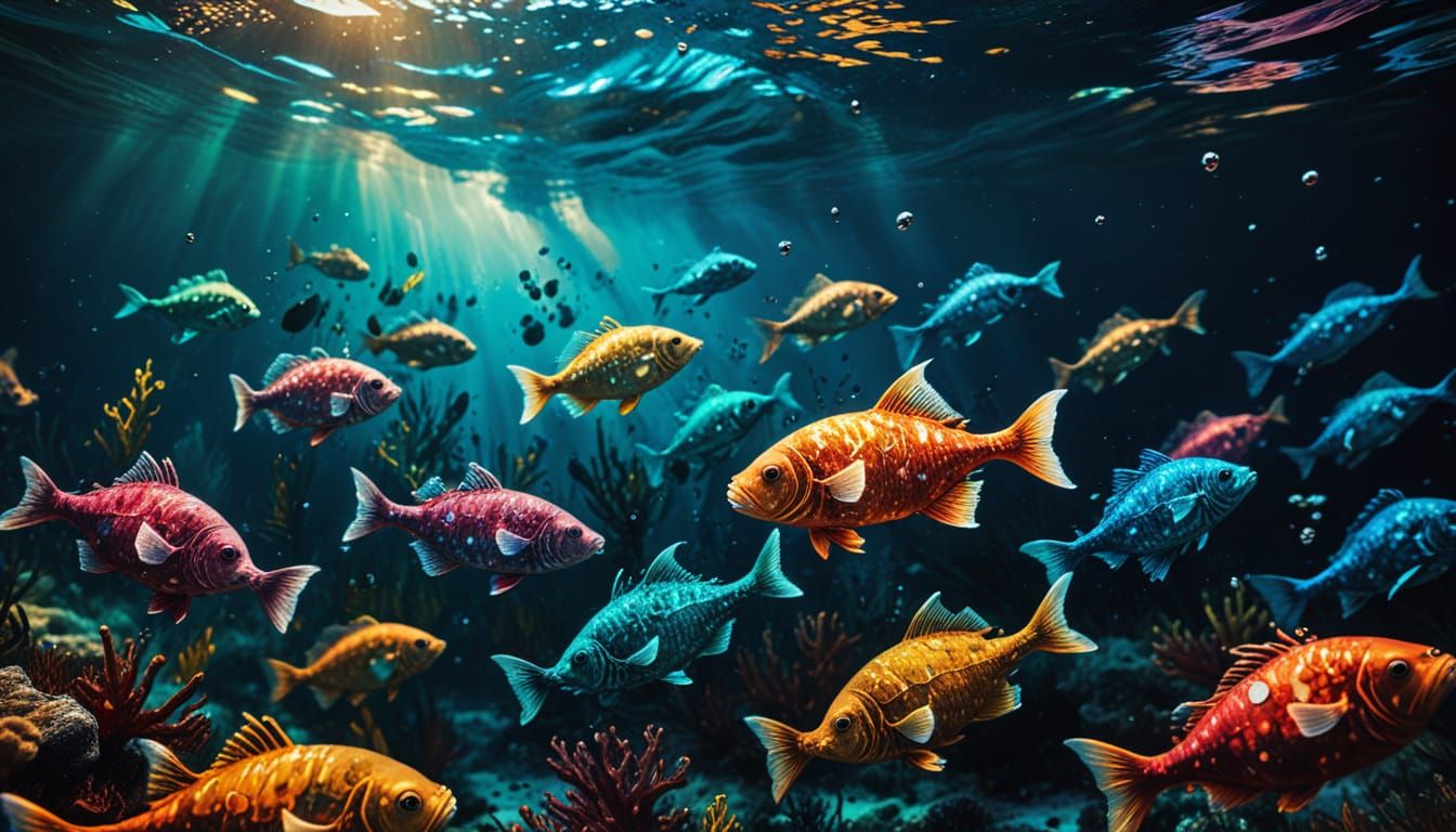 Pliffle Swimming in Ocean as Alcohol Ink Art