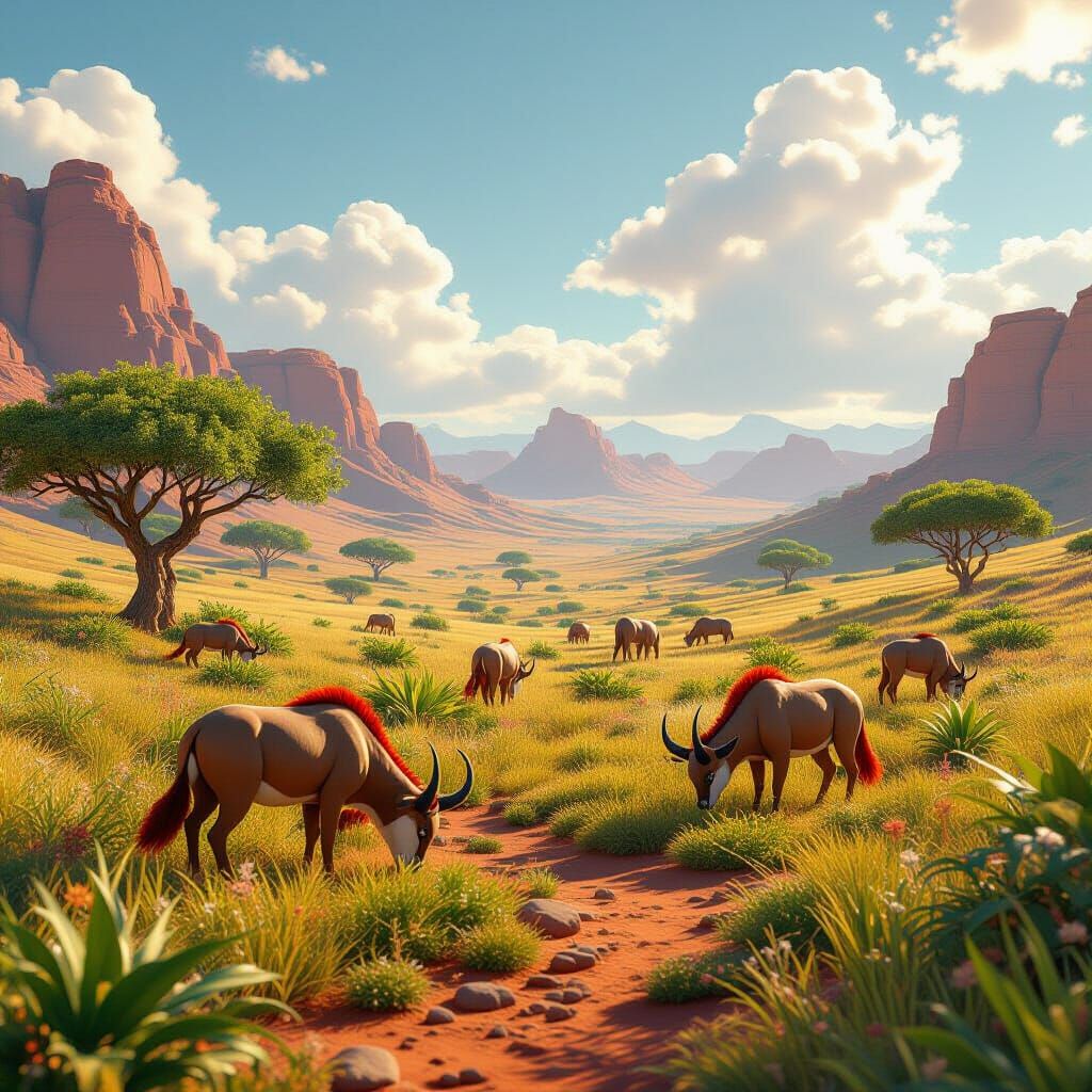 Martian Savanna With Strange Creatures