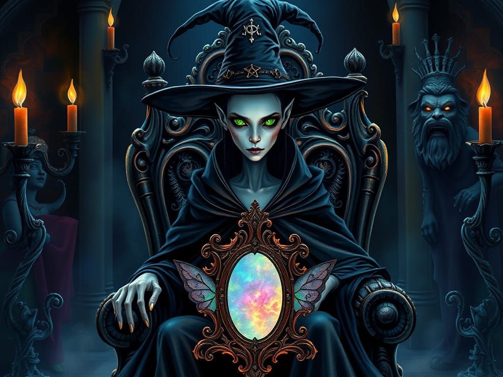 Dark Fantasy Witch in Mystic Realm