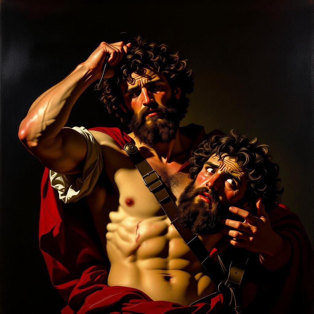 Baroque Masterpiece: David Holds Goliath's Head in Dramatic ...
