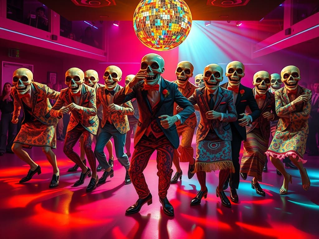 Grinning ghouls at the disco