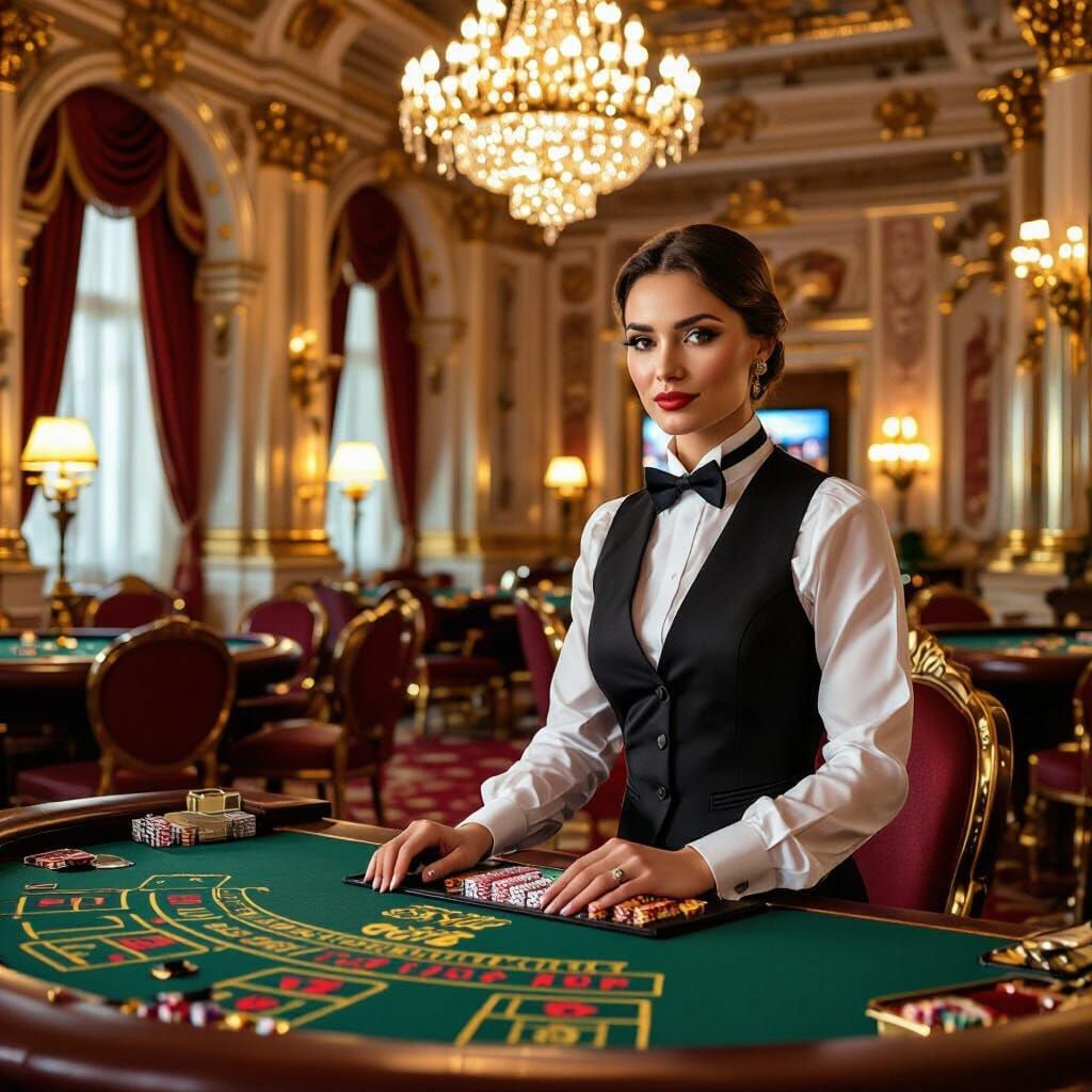 Opulent Russian Casino Dealer Room with Baroque & Rococo Fla...