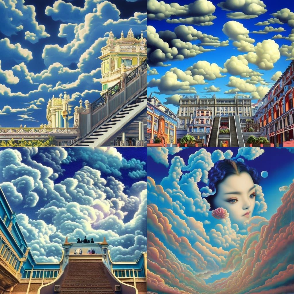 Victorian Staircase to Sky, Digital Art