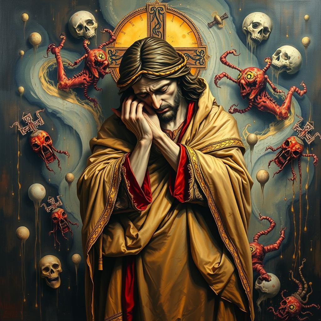Despairing Christ in Dystopian Heavy Metal Art