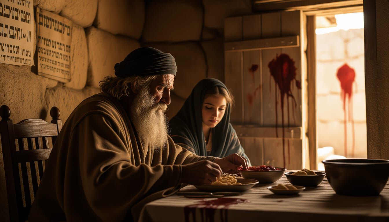 Moses and Family Observe Passover Amidst Divine Protection