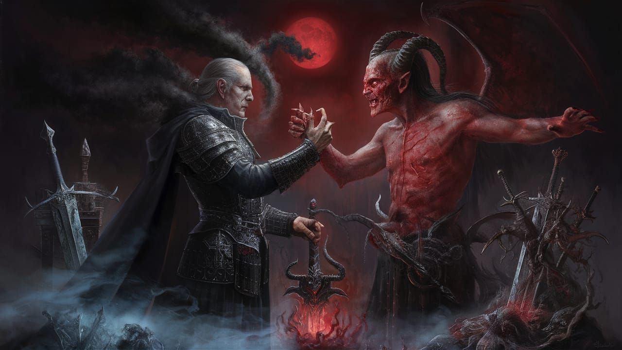 Warlord's Pact: A Haunting Portrait of Demonic Alliance