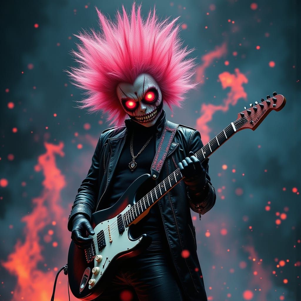 Sinister Jigglypuff Horror Portrait with Electric Guitar
