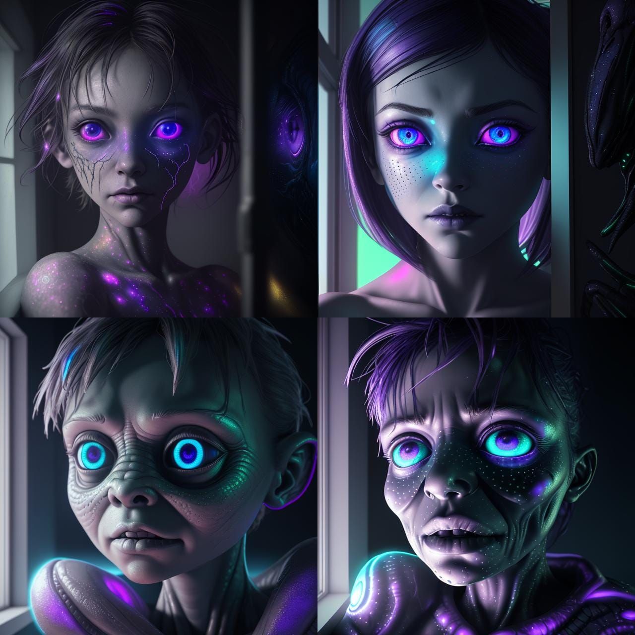 A Young Boy's Ominous Encounter with an Alien at the Window