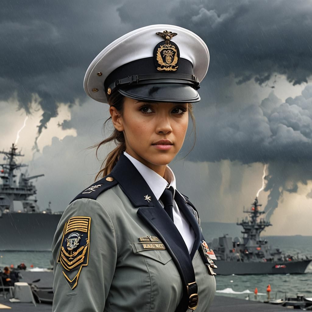 Jessica Alba as Navy Officer in Thunderstorm