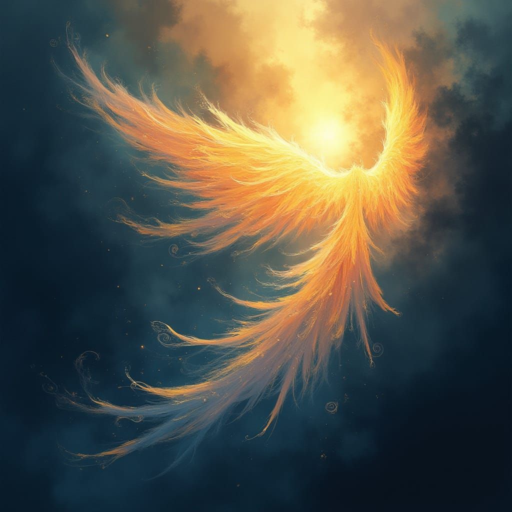 Ethereal Wings of Hope and Resilience in Vibrant, Abstract M...