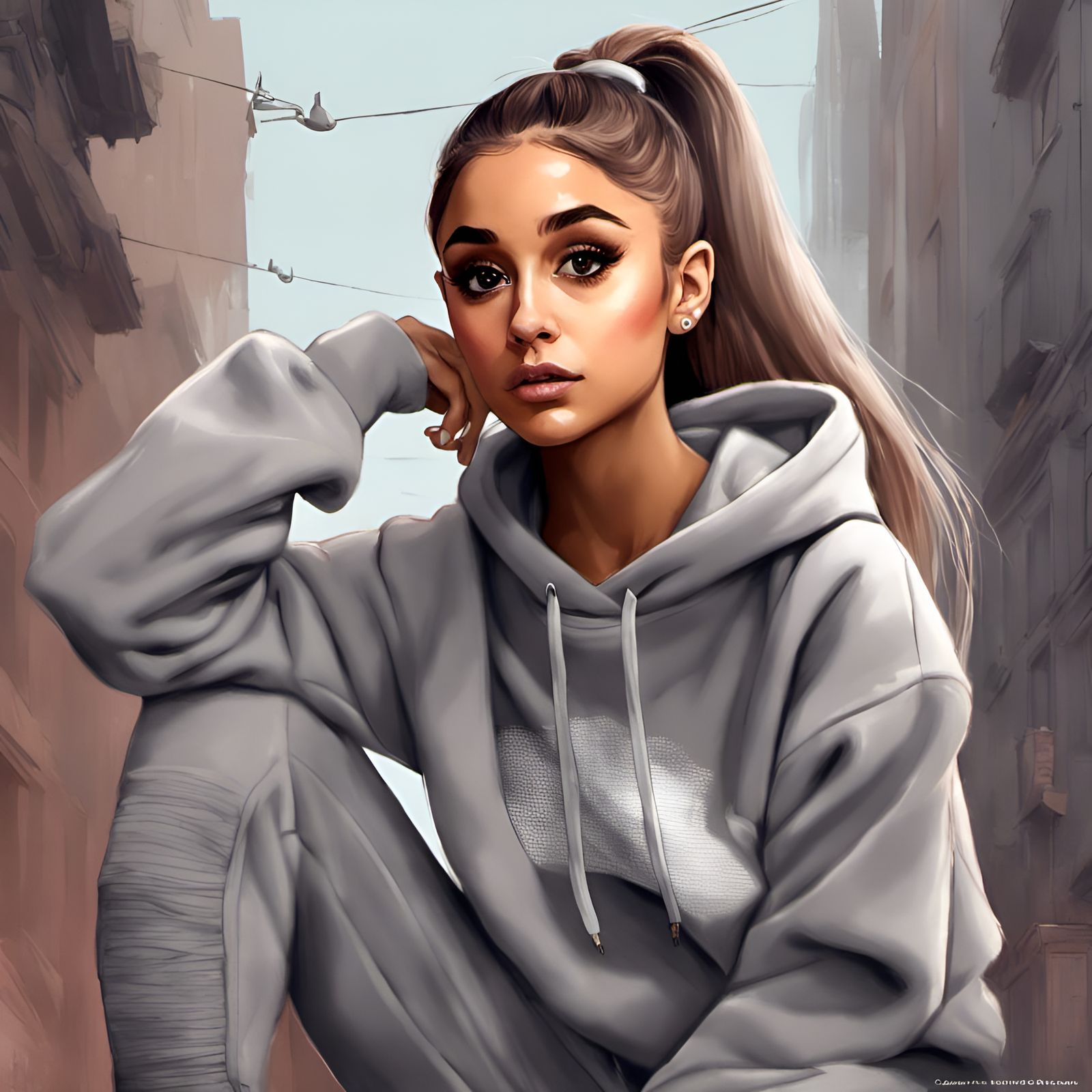 Bored Woman Portrait in Digital Illustration Style