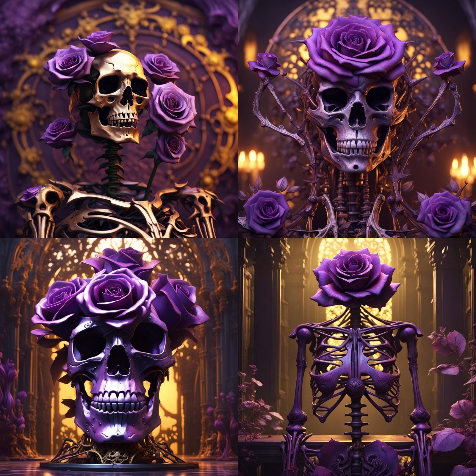 Metal Skeleton Rose: Dark Fantasy Concept Art