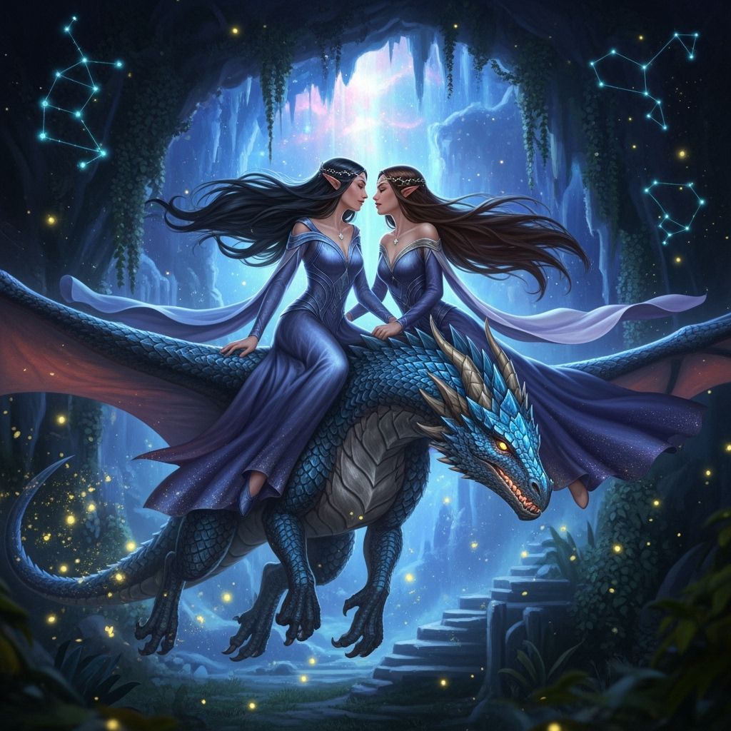 Elven Dragon Riders in Nebula Grotto