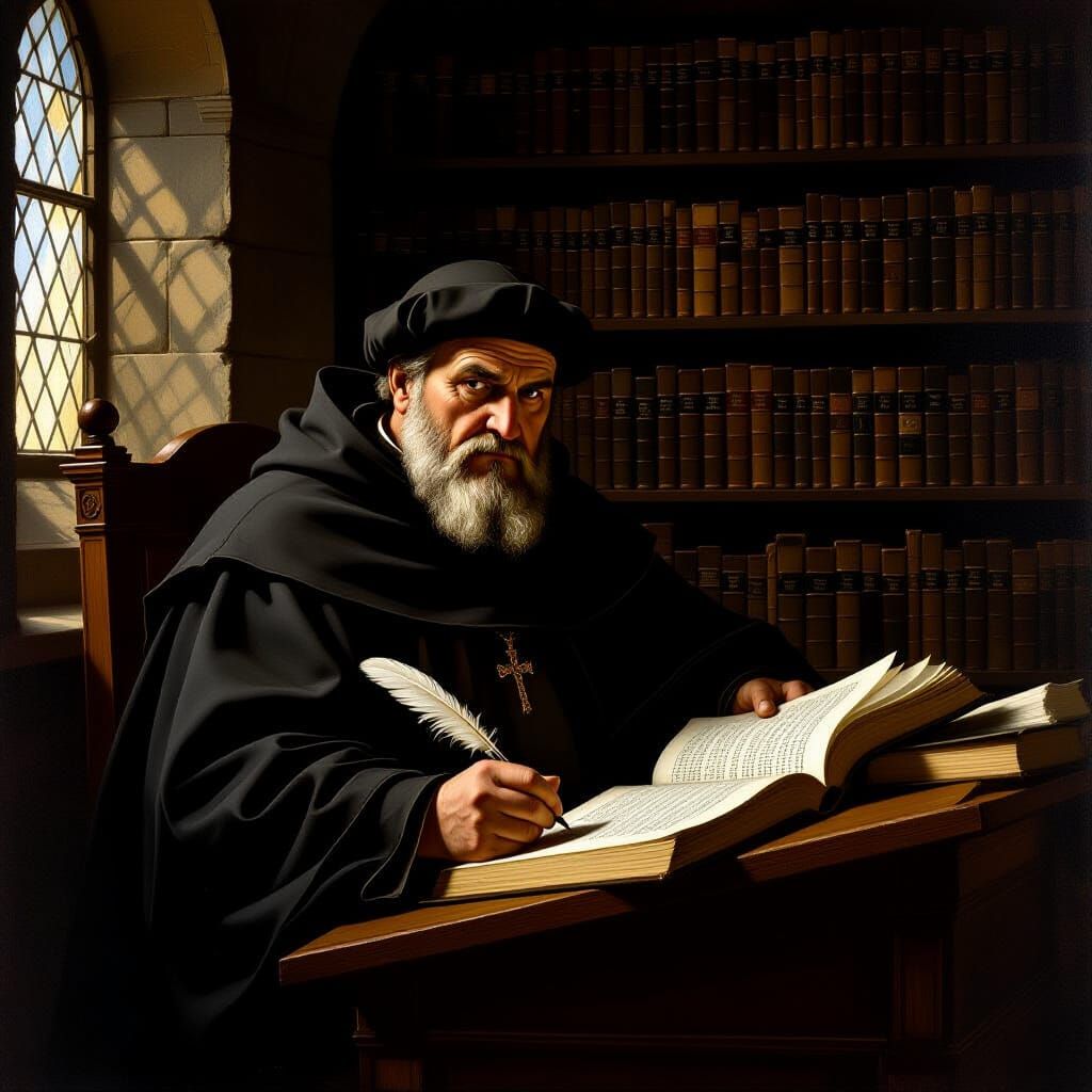 Scholarly Portrait of Thomas Aquinas in Renaissance Style