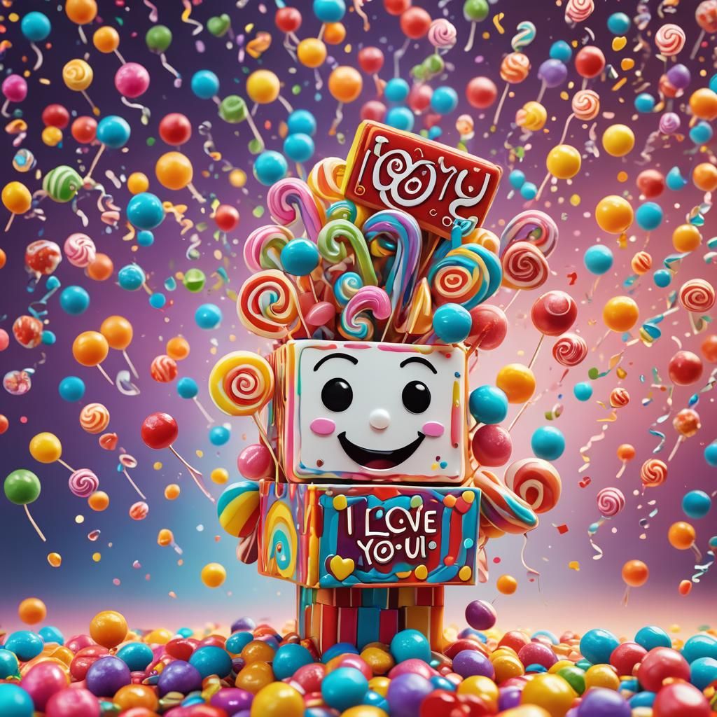 Whimsical Candy Art Jack-in-the-Box Illustration