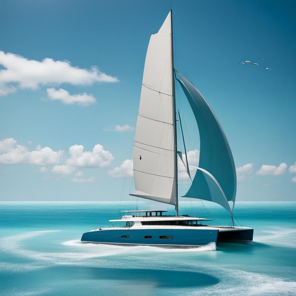 Catamaran on a Surreal Sea Adventure