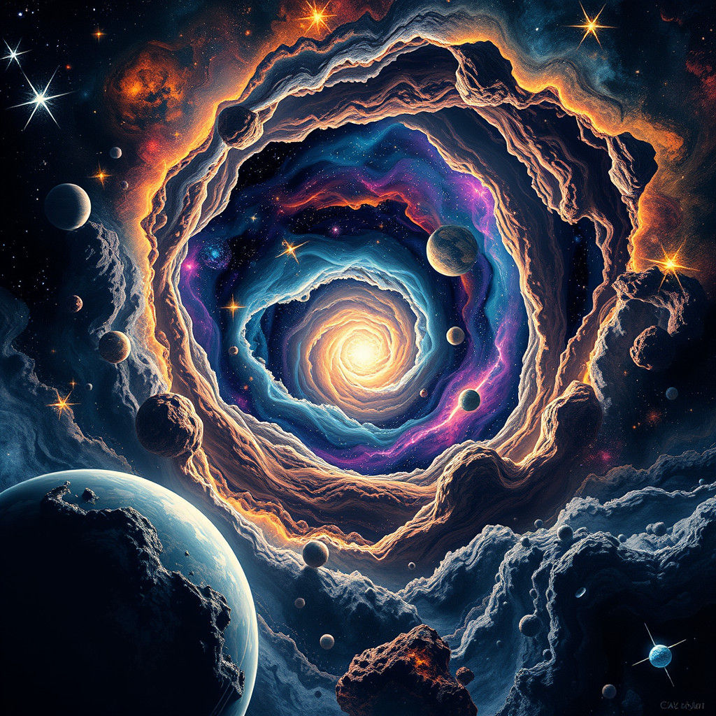 Surreal Cosmic Portal in Hyper-Maximalist Style Digital Pain...