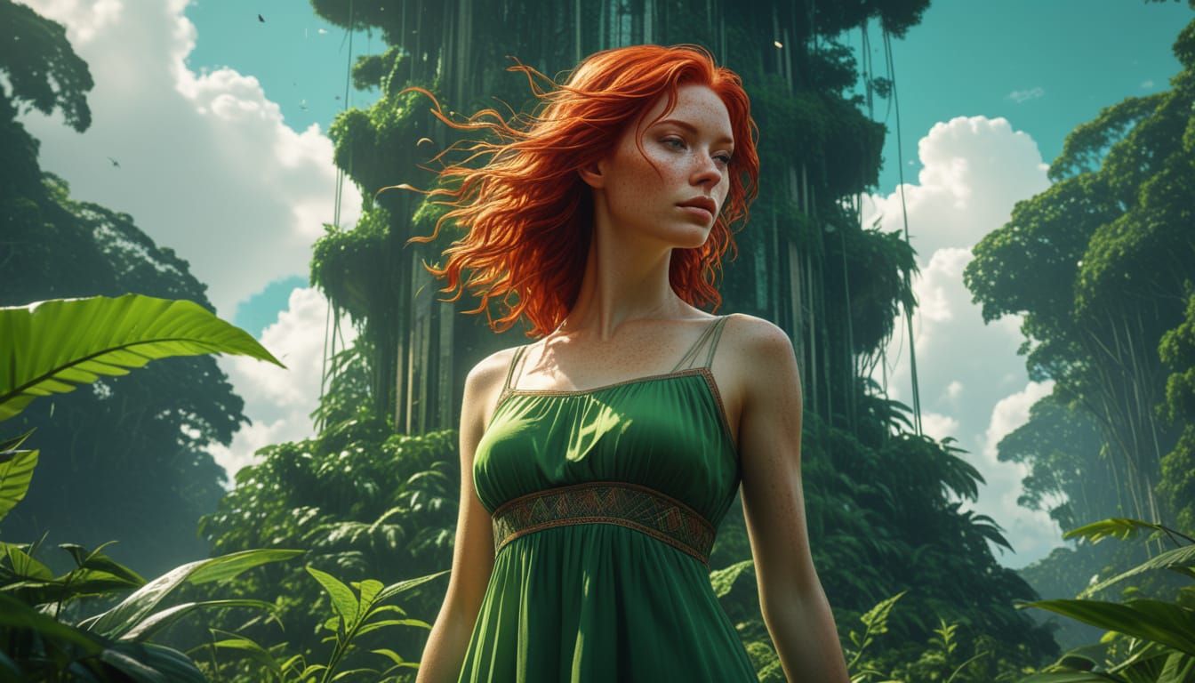 Surreal Amazonian Goddess in Double Exposure Glory