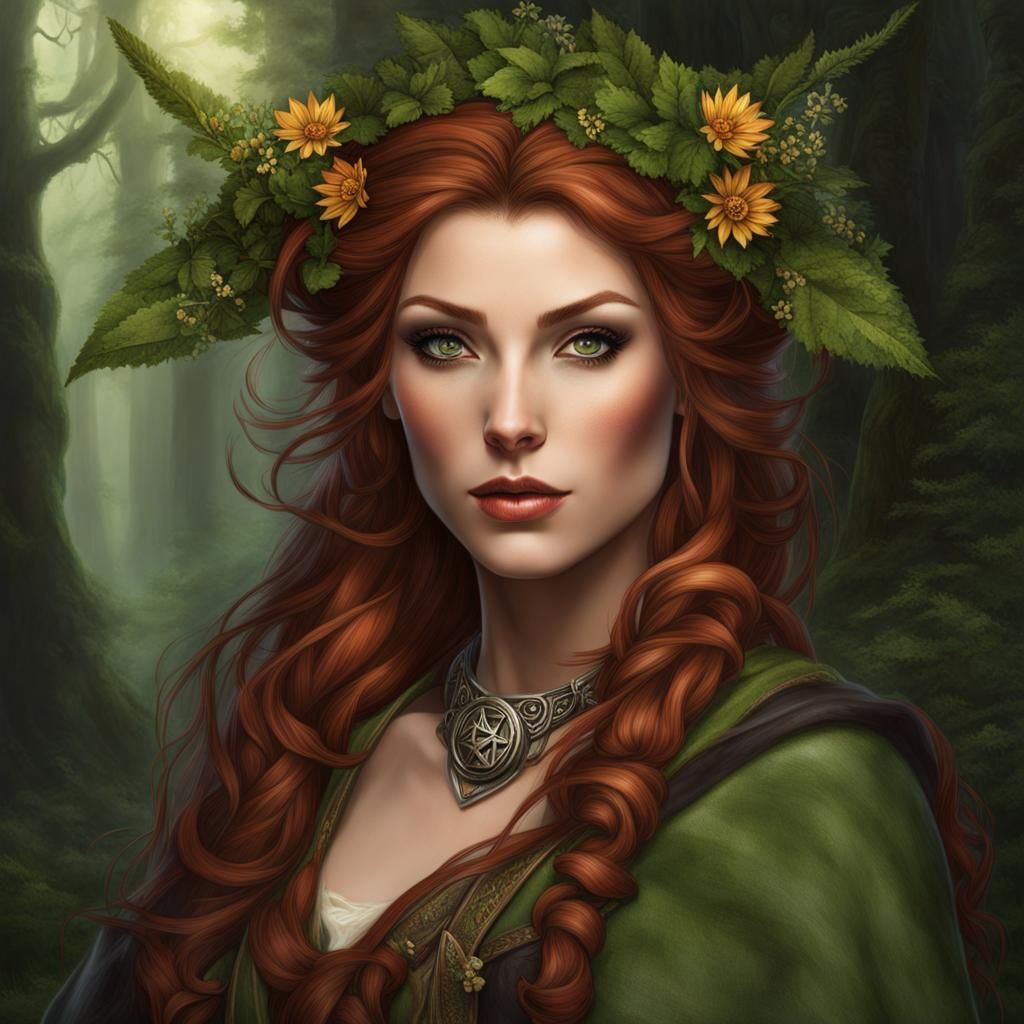 Wiccan Firbolg Woman Portrait