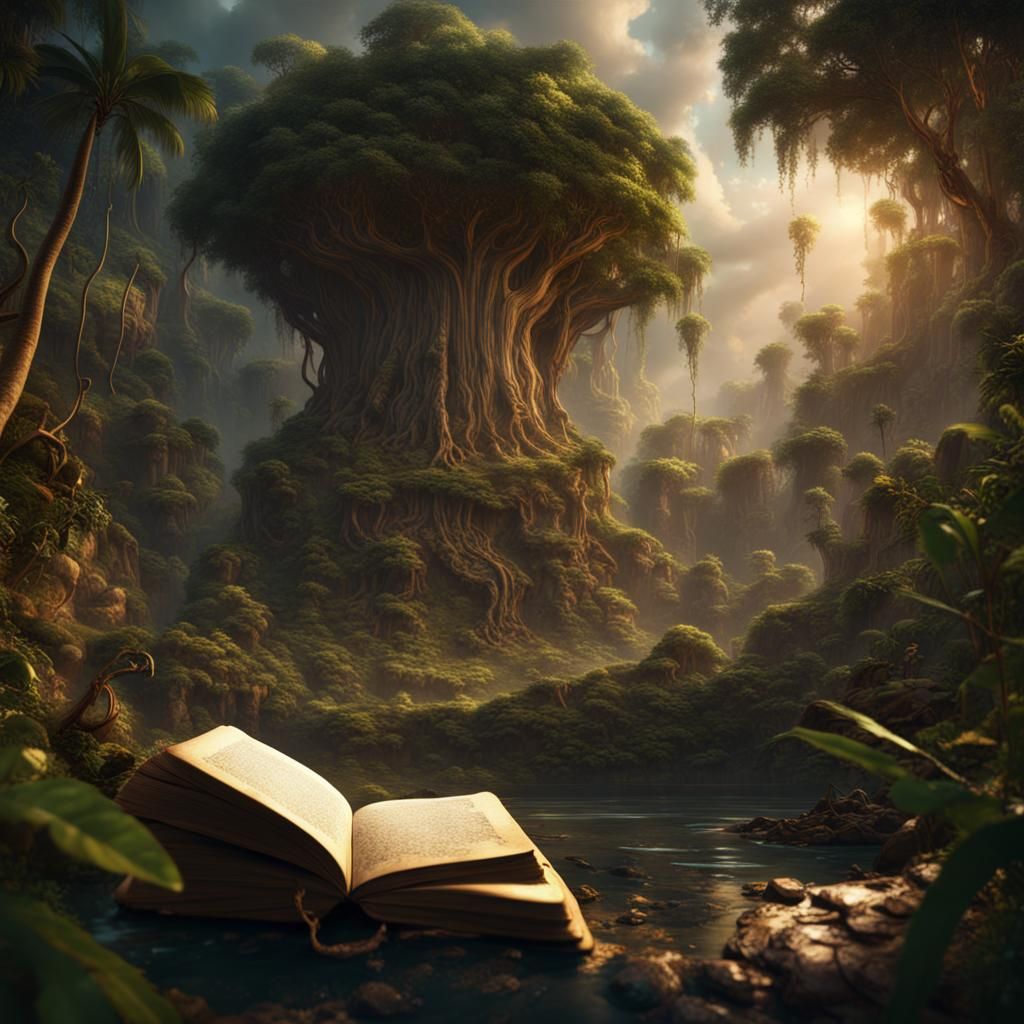 Jungle Book in an Old Book, Detailed Matte Painting