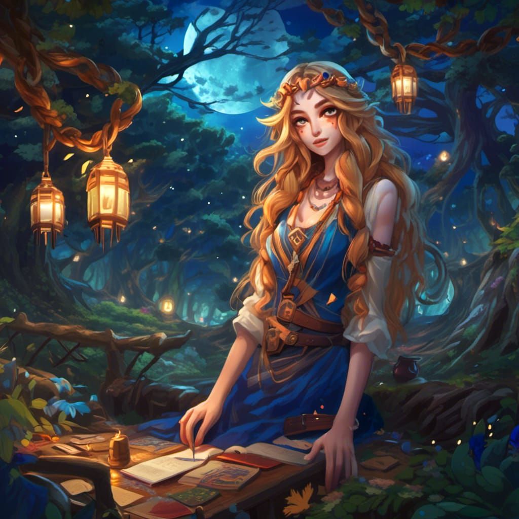 D&D Mage studying her Spells