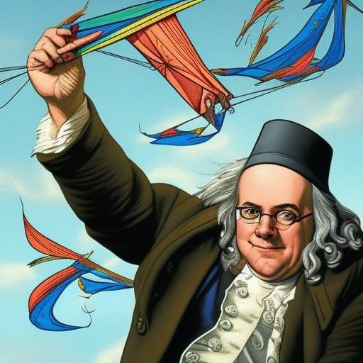 Benjamin Franklin Kite Experiment in Comic Book Art