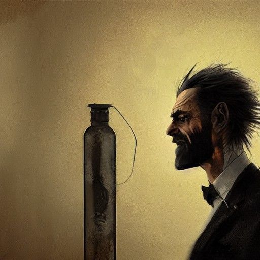 Sinister Man in Suit with Cylinder Hat