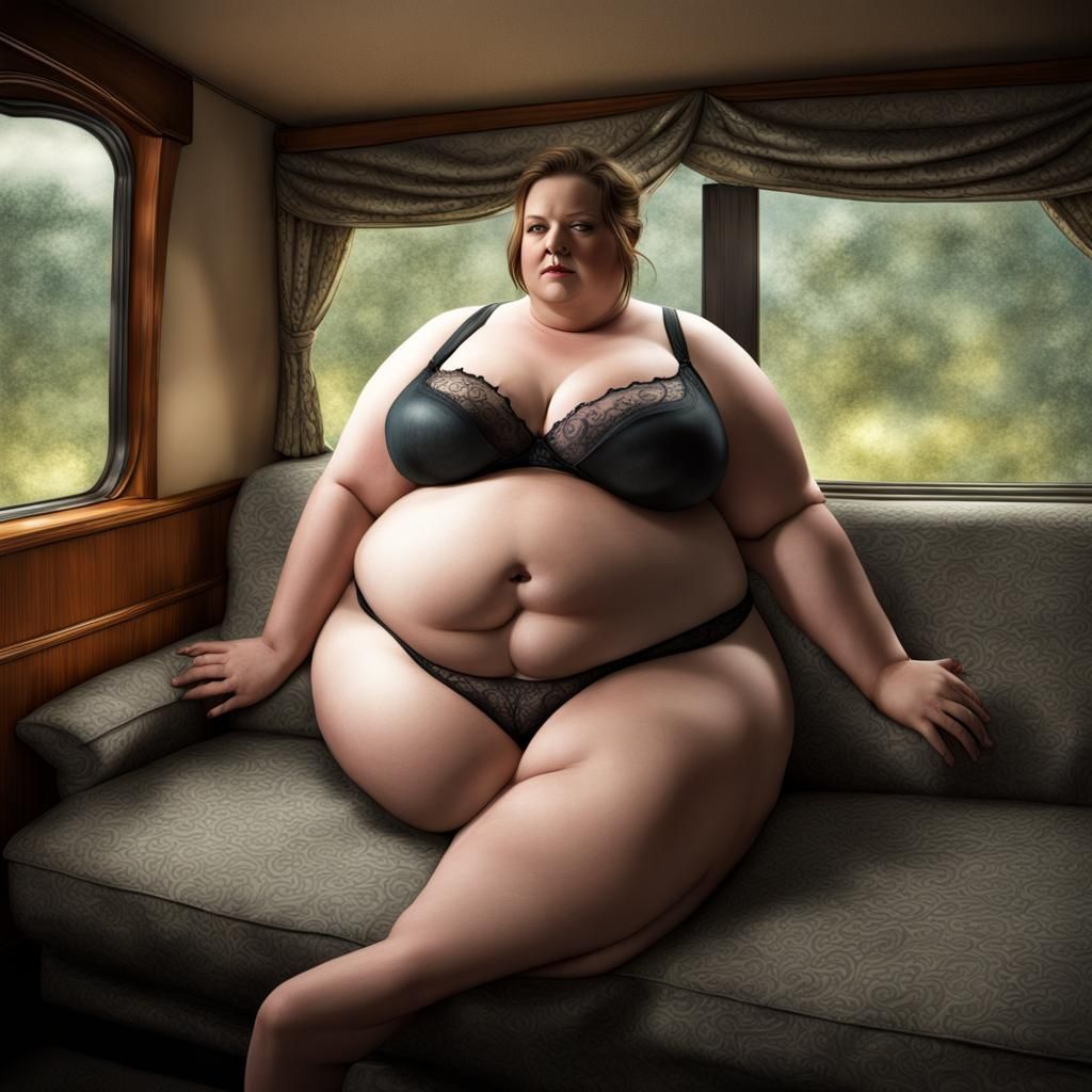 Hyperrealistic Image of an Obese Woman on a Couch