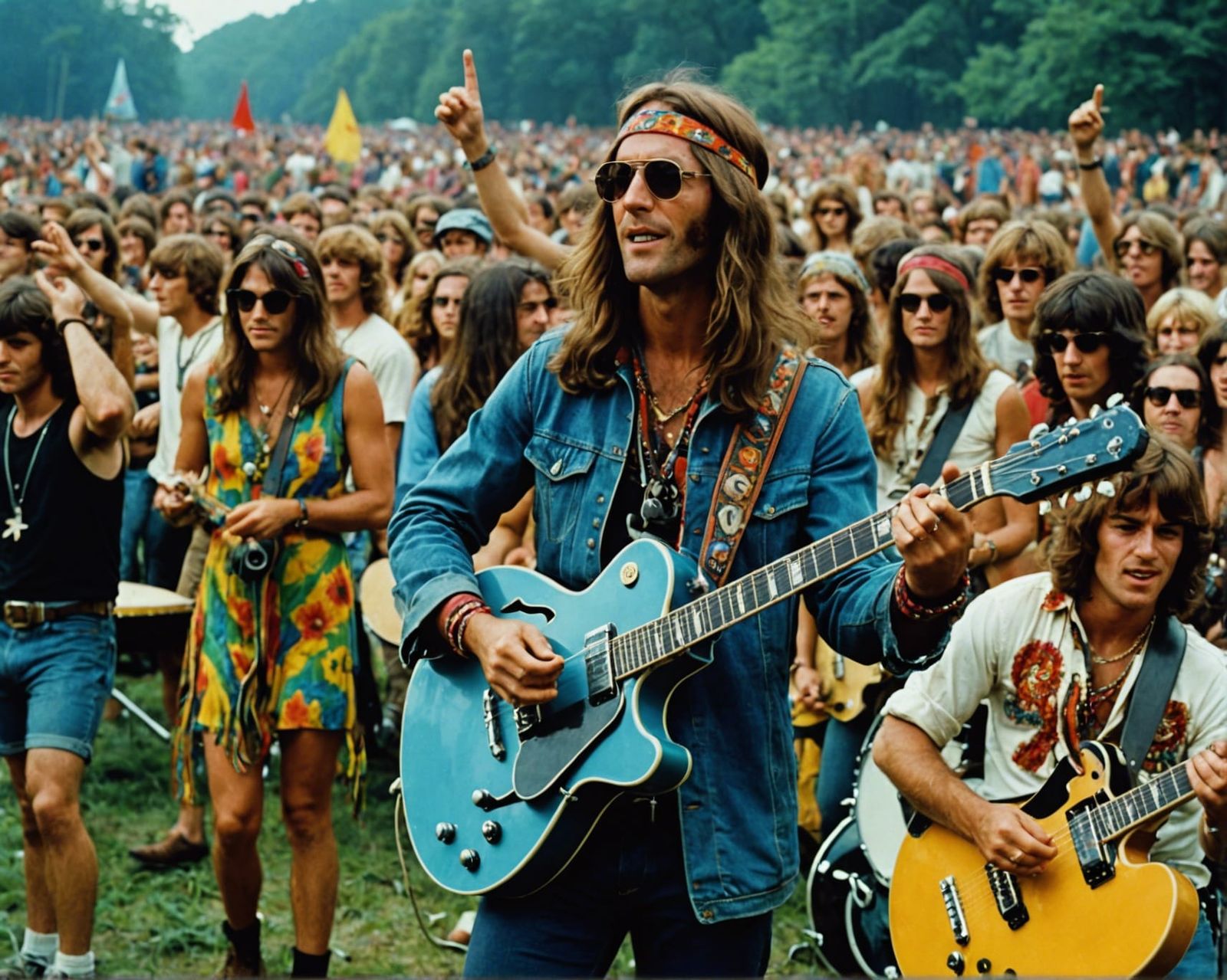 Groovy Woodstock Music Festival in the 1960s