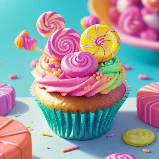 Hyperrealistic Candy Art in a Sunny Kitchen