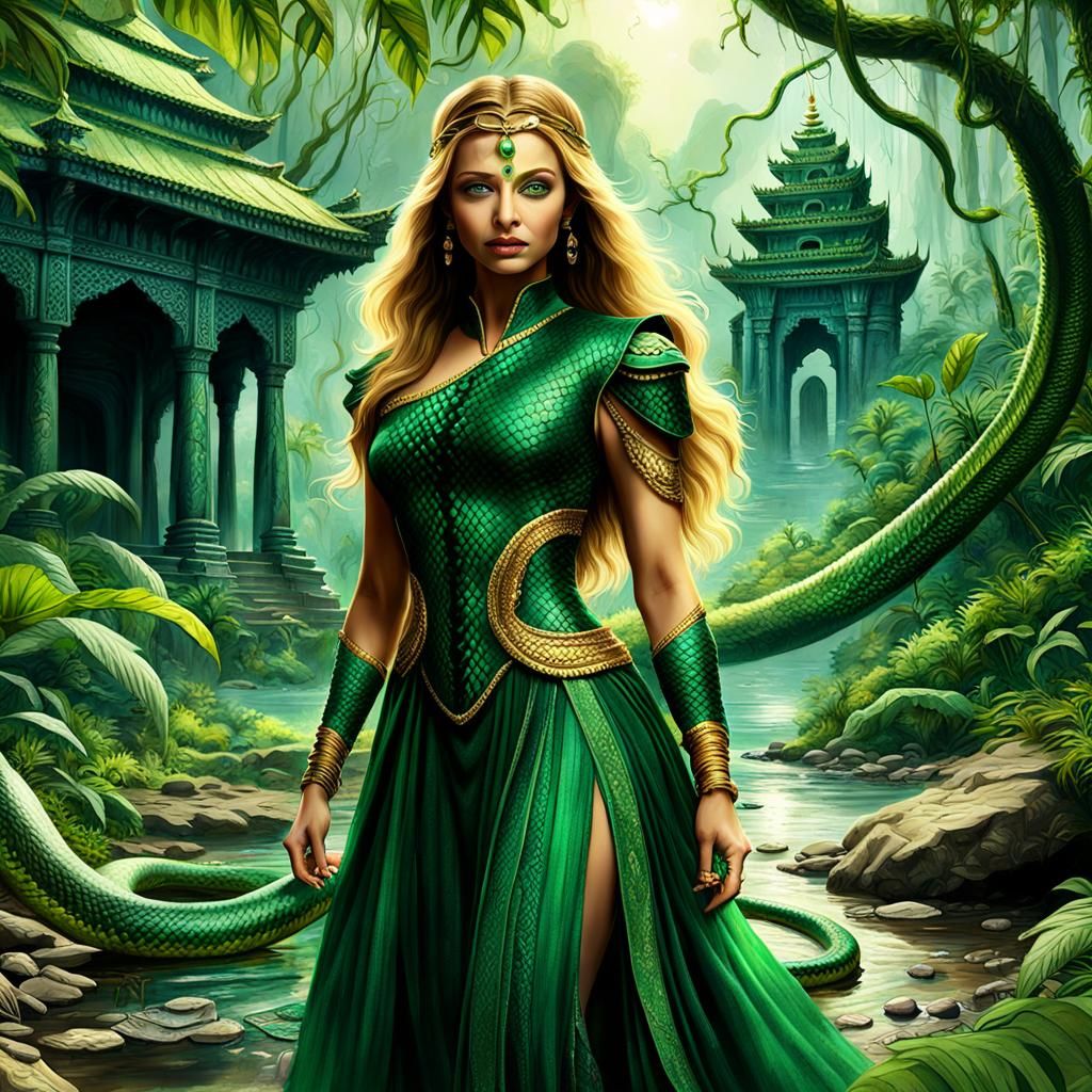 Jungle Snake Princess in Art Nouveau Style