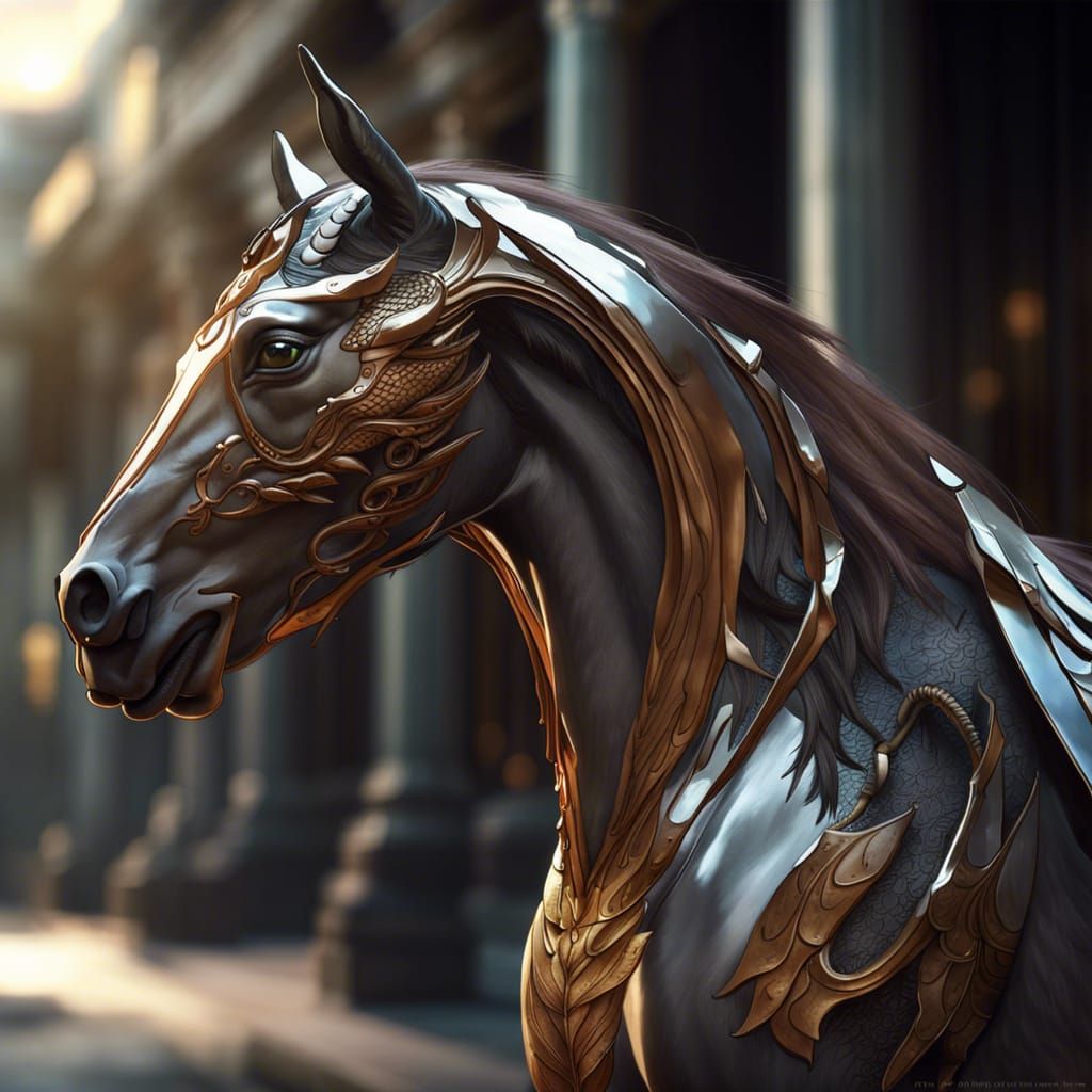 Anime Horse with Dragon Wings in Hyperrealism