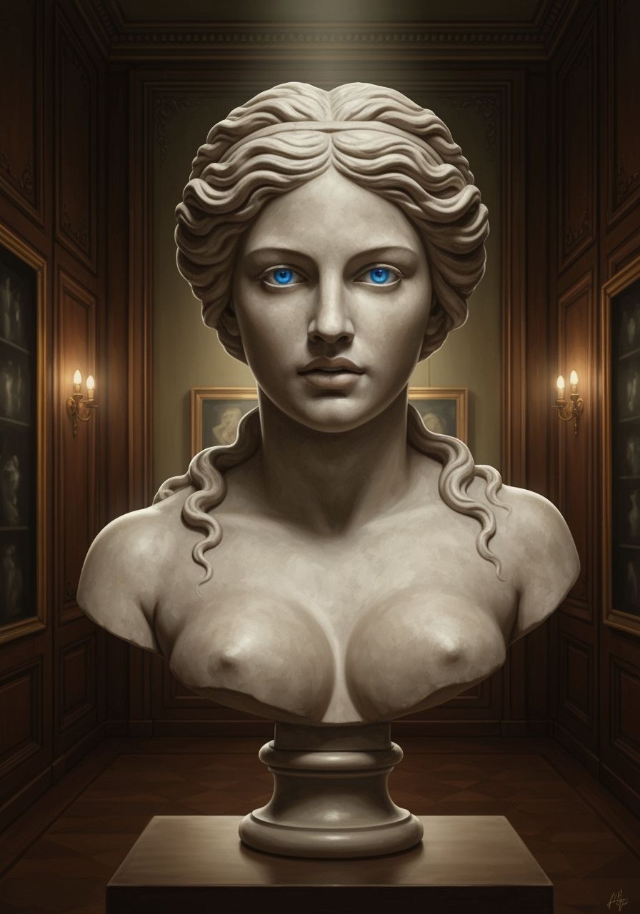 Venus Bust with Blue Eyes in Oil Painting