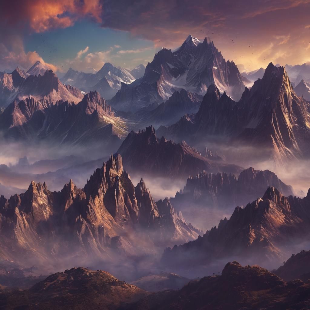 Floating Mountains in Dreamlike Fantasy Landscape