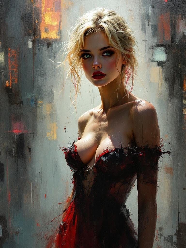 Pin-Up Woman in Film Noir Style