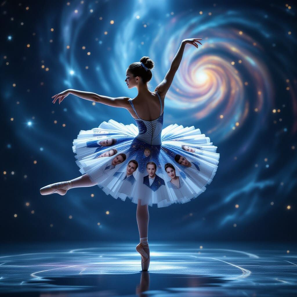 Ballet Dancer Pirouettes on Galaxy Stage