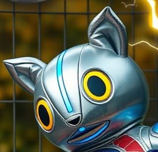 AI-Generated Stuffed Animal in Metal Cage with Lightning