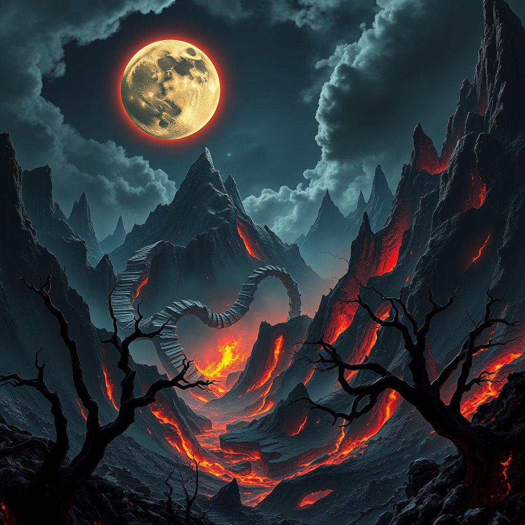 Hellish Earthquake Under Black Moon: Gothic Fantasy Art