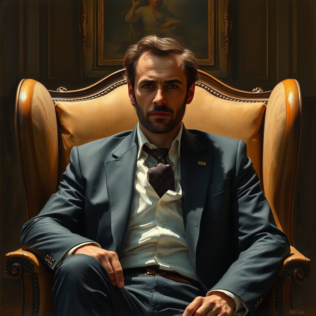 Portrait of Man in Suit, Rembrandt Lighting Style